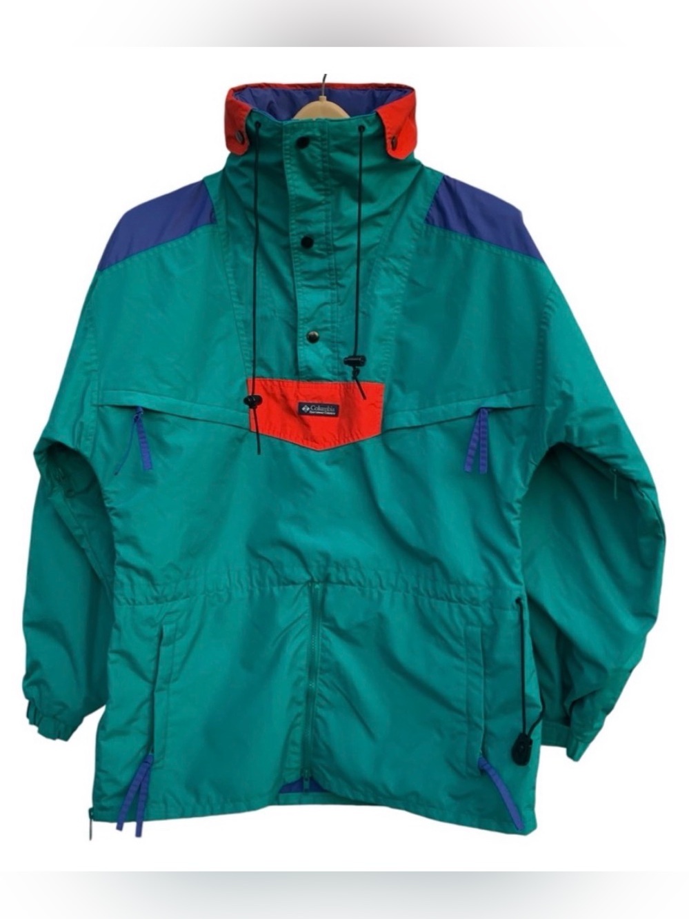 Columbia Teal and Purple Colorblock 1/2 Zip Pullover Ski Jacket ~ Men’s Medium